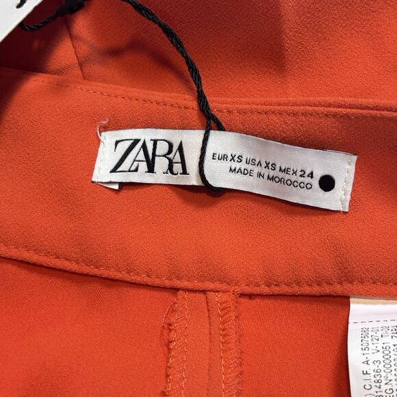 Zara Orange Flare Dress Pants with zipper on one side size XS NWT - Picture 12 of 14